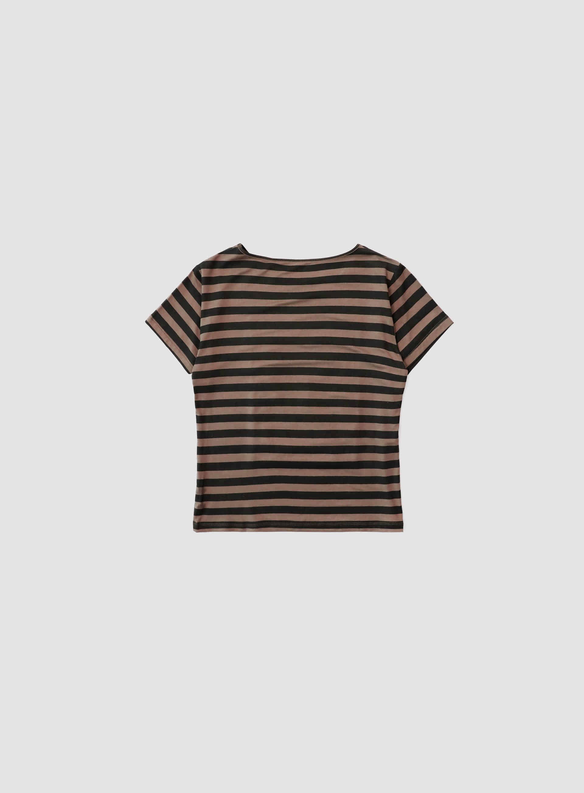 Badblood Dark Classic Stripe T-Shirt - Tobacco/Brown