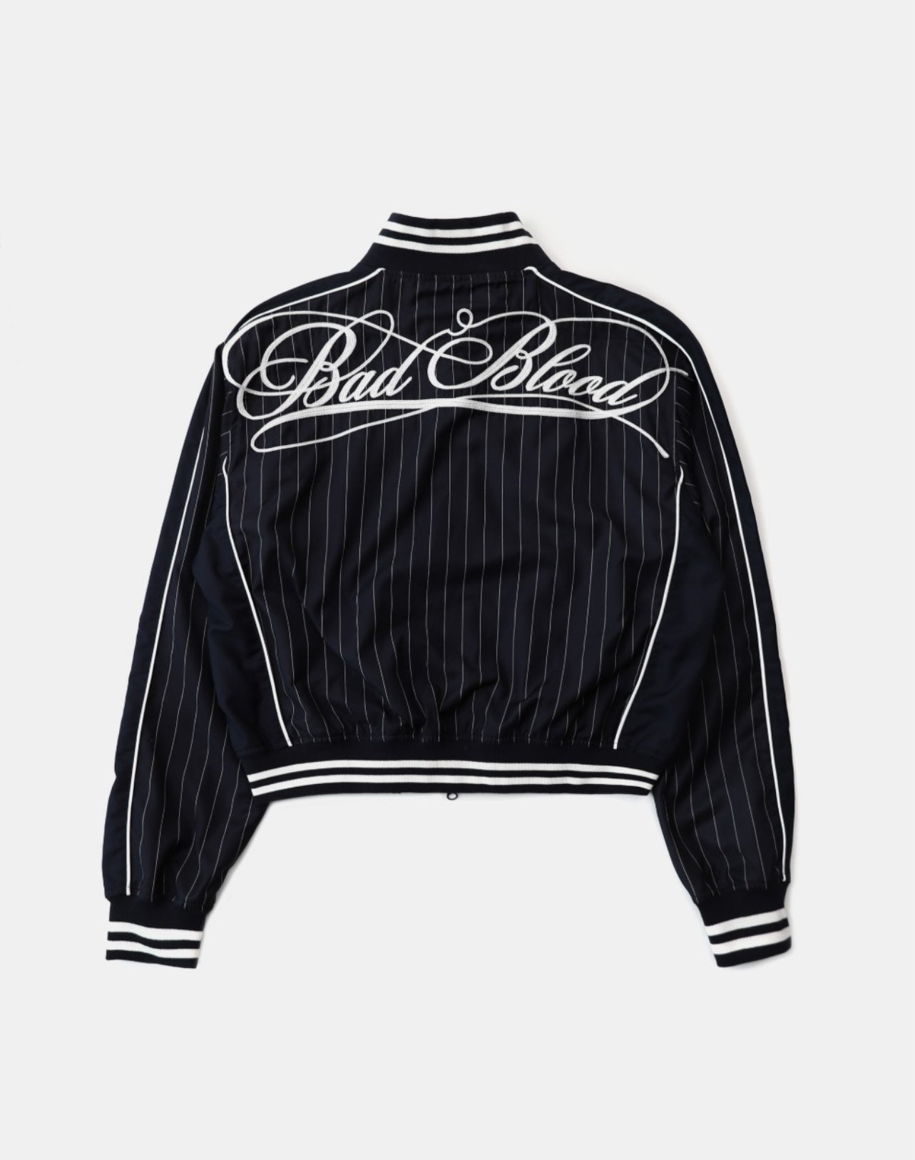 Badblood Dark Classic Pinstripe Track Jacket Navy