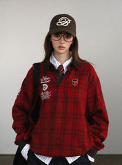 Badblood Classic Check Rugby Shirt - Red