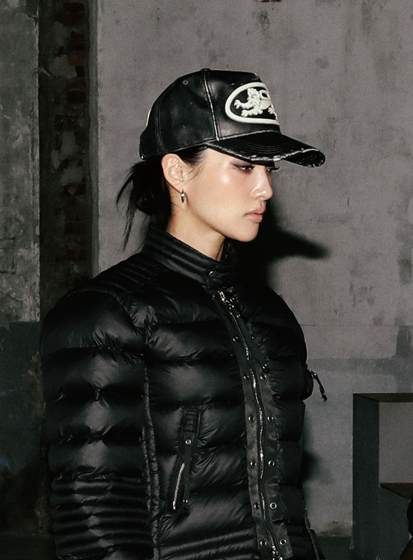 Badblood  Mystic Big Patch Ball Cap - Blackwashed Leather