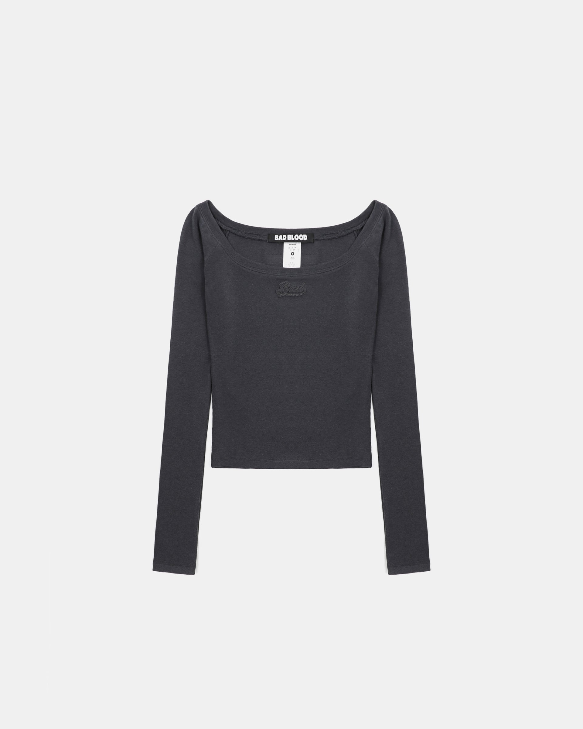 Badblood Beyond Soft Off-Shoulder Top Charcoal
