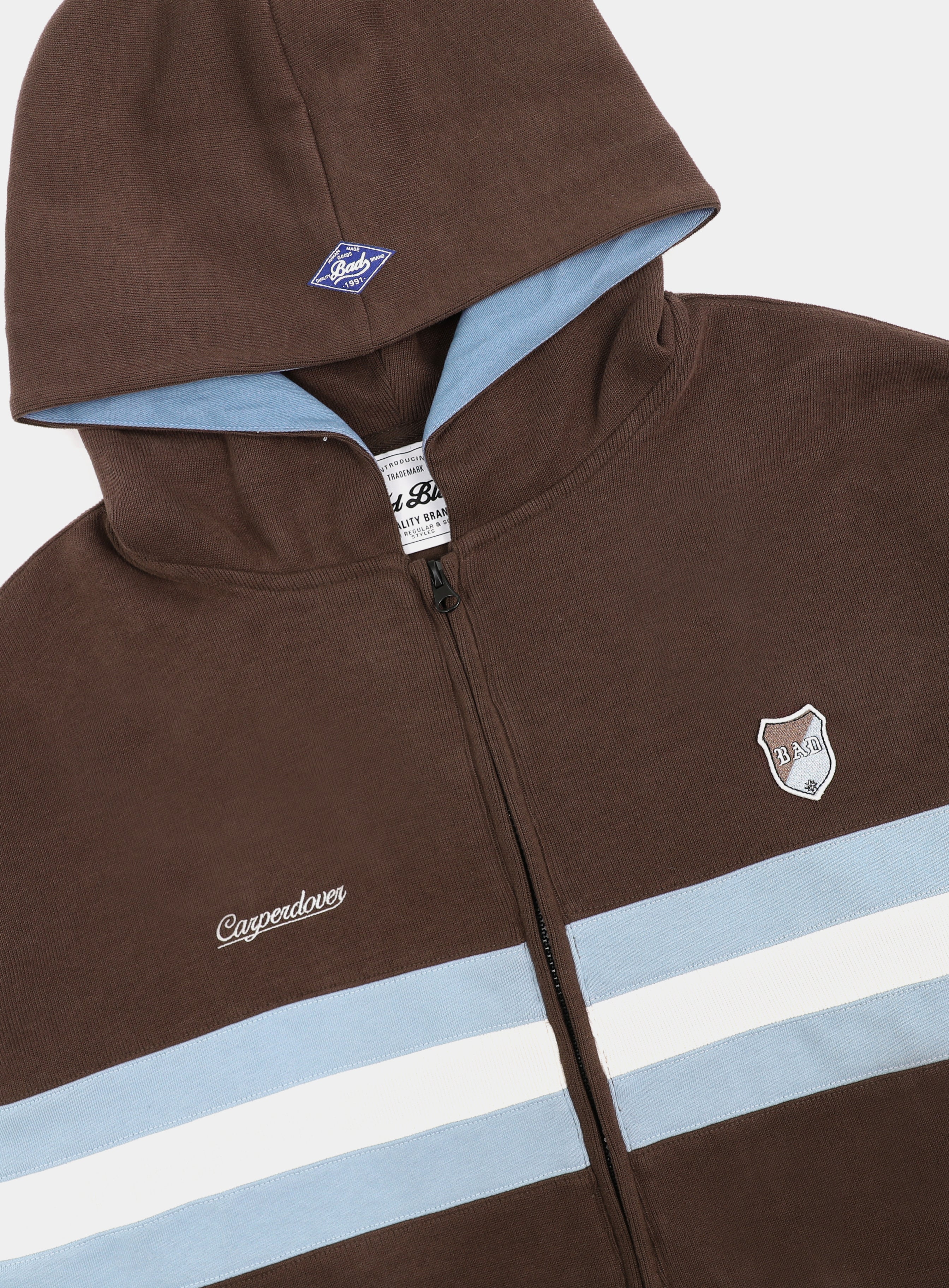 Badblood Sports Rugby Hoodie Zip-Up - Brown