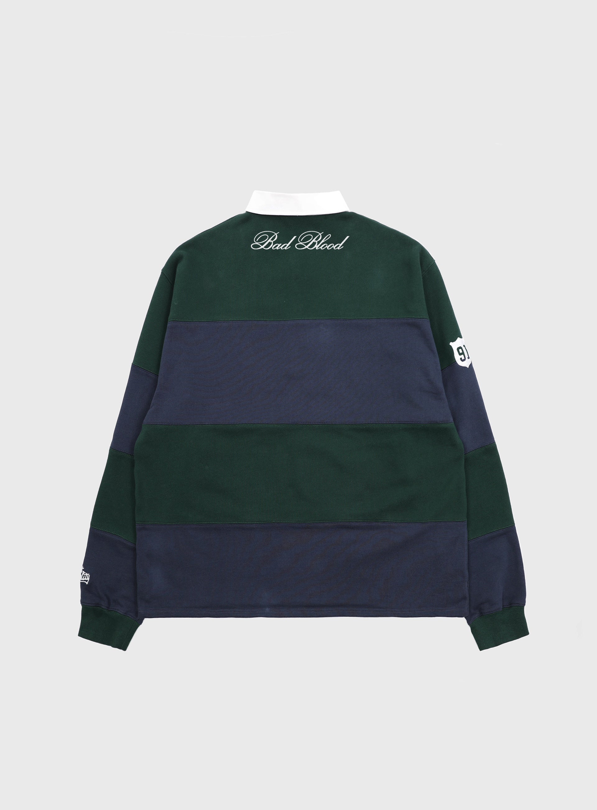 Badblood Sports Stripe Rugby Sweatshirt - Green/Navy