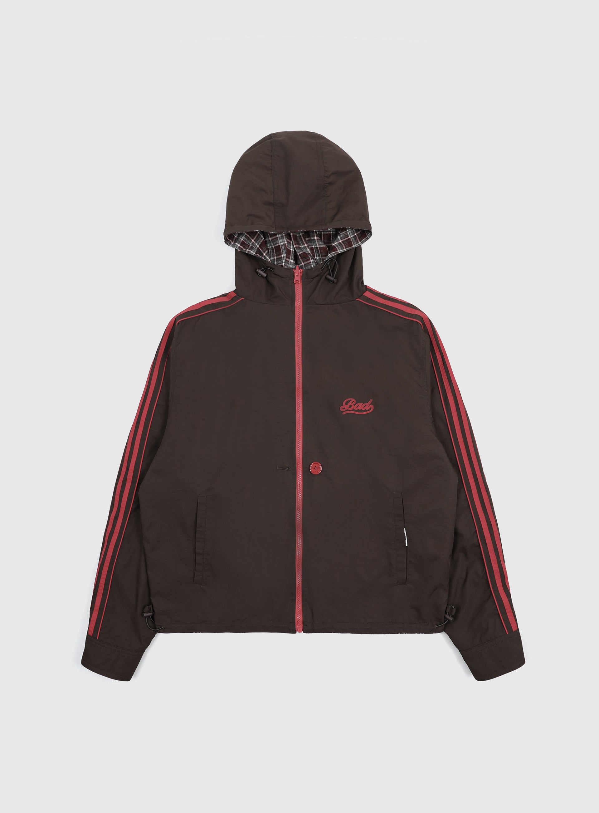 Badblood Reversible Hooded Windbreaker - Plaid Red