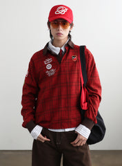 Badblood Classic Check Rugby Shirt - Red