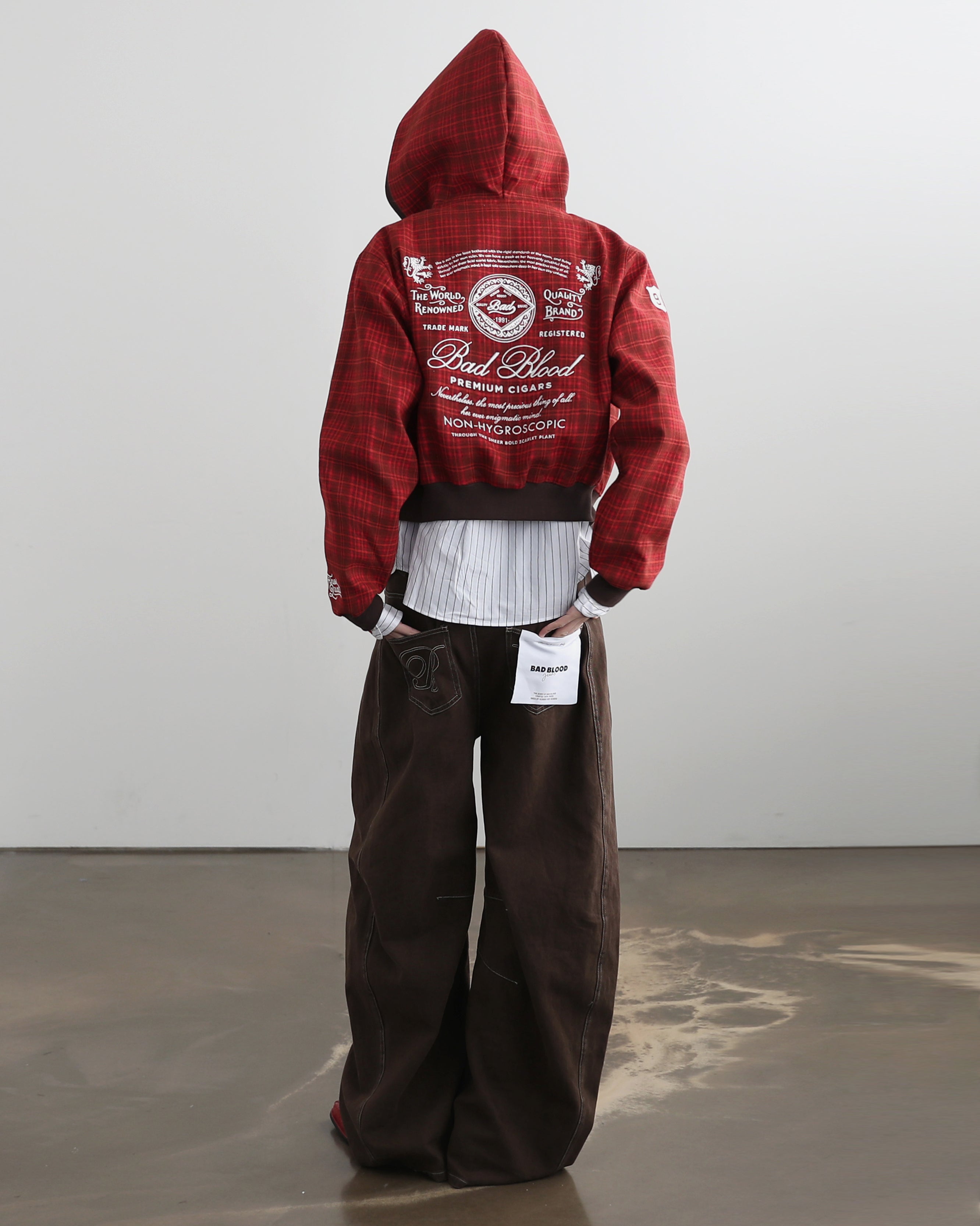 Badblood Classic Check Hooded Zip-Up - Red