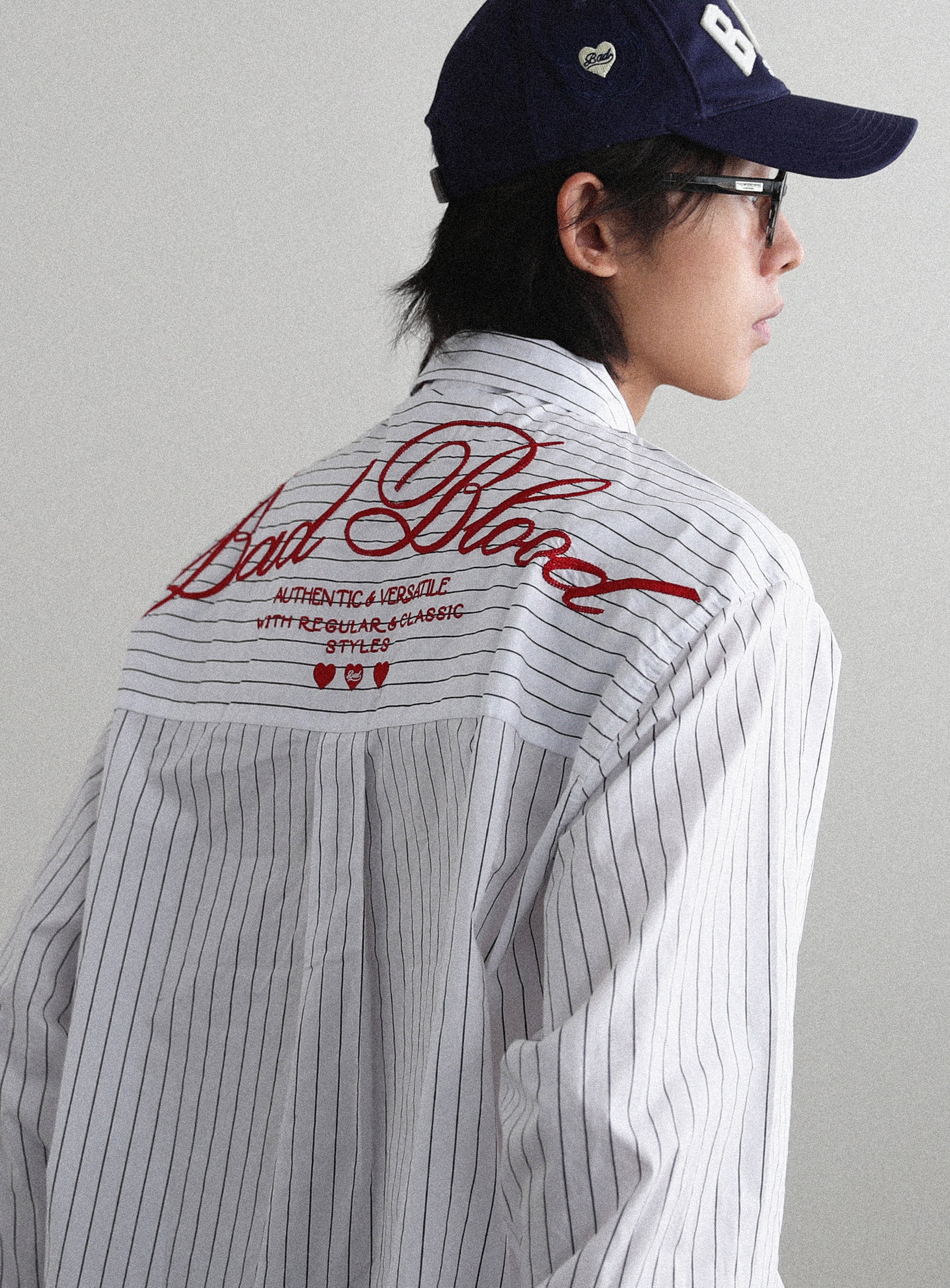 Badblood Classic Logo Long Sleeve Shirt White/Striped