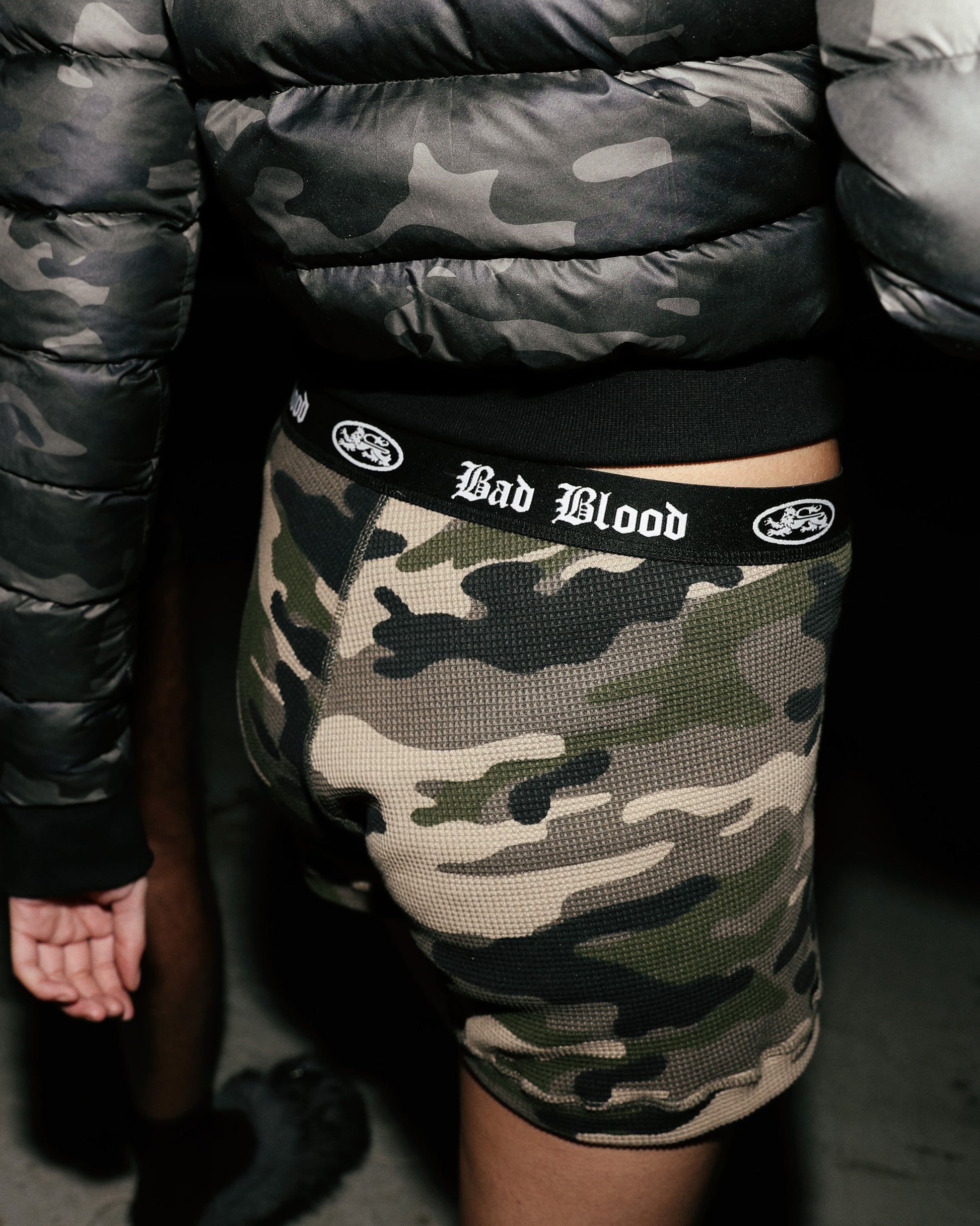 Badblood Mystic Waffle Knit Boxer Briefs - Green Camo