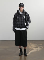 Badblood  Classic Check Hooded Zip-Up - Black