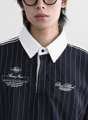 Badblood Classic Logo Stripe Rugby Shirt - Navy