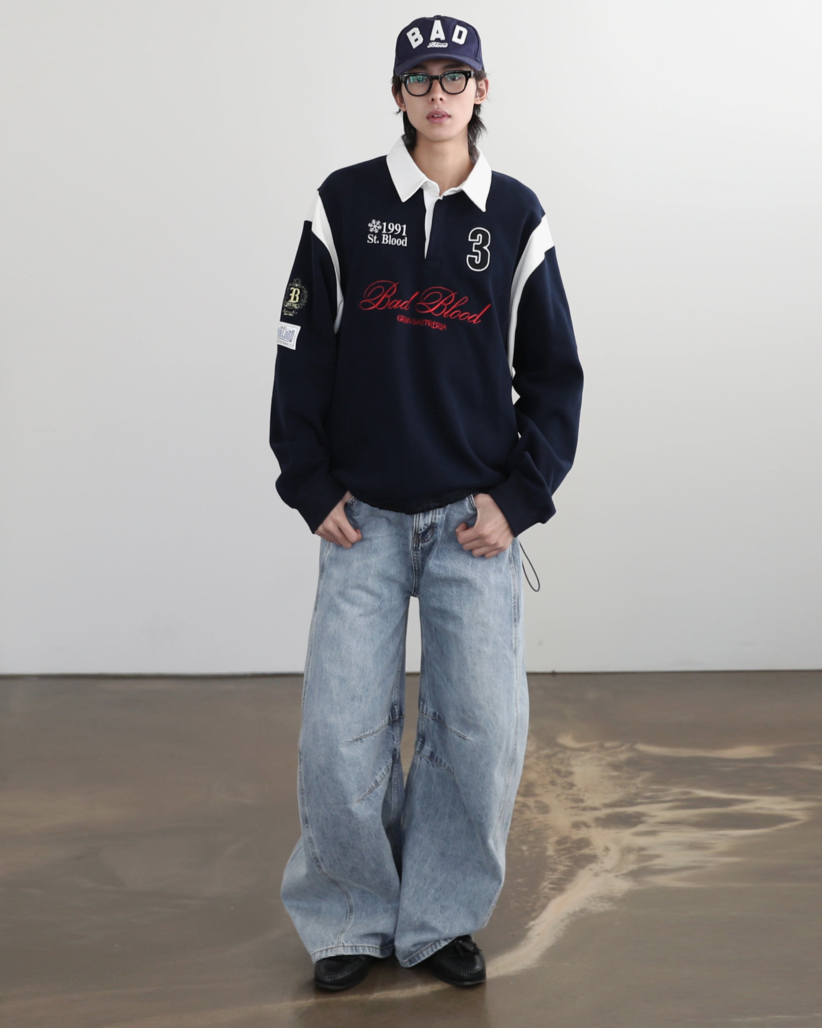 Badblood Saint Blood Rugby Shirt - Navy