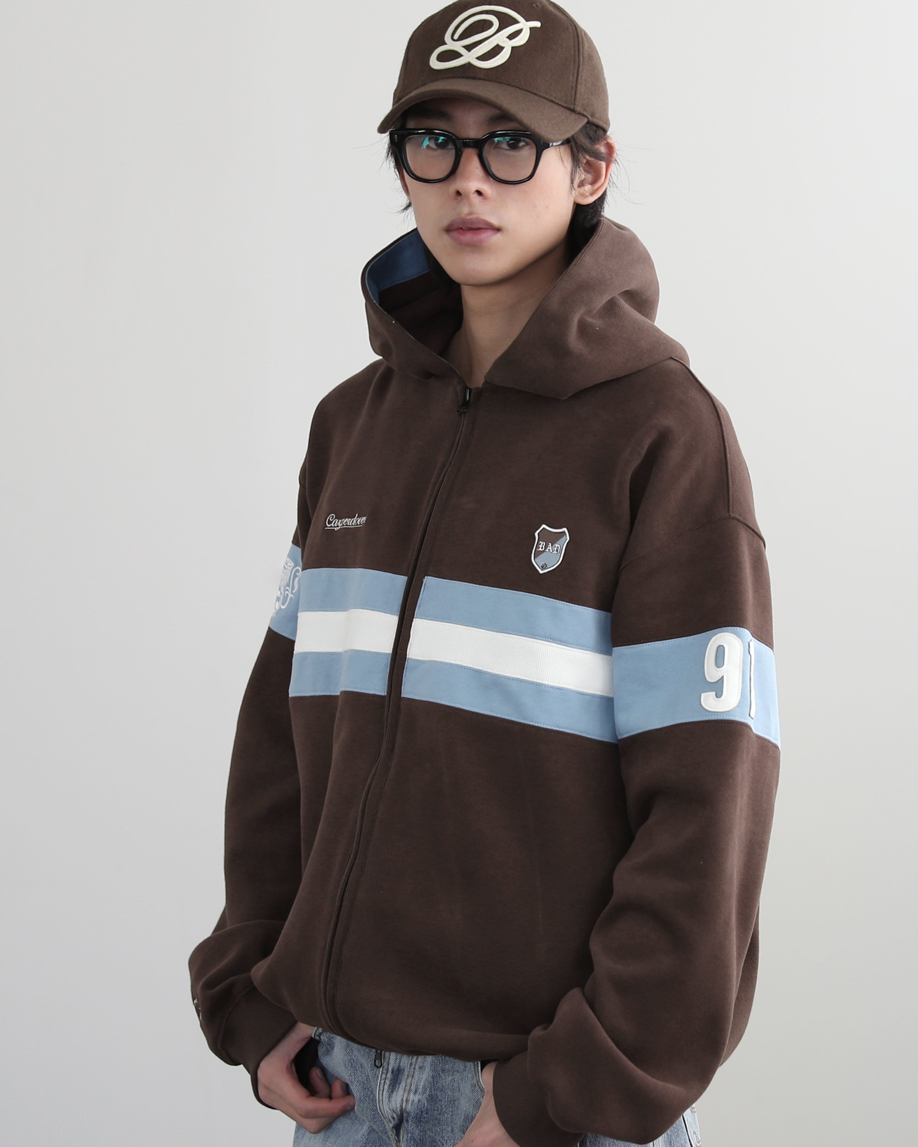 Badblood Sports Rugby Hoodie Zip-Up - Brown