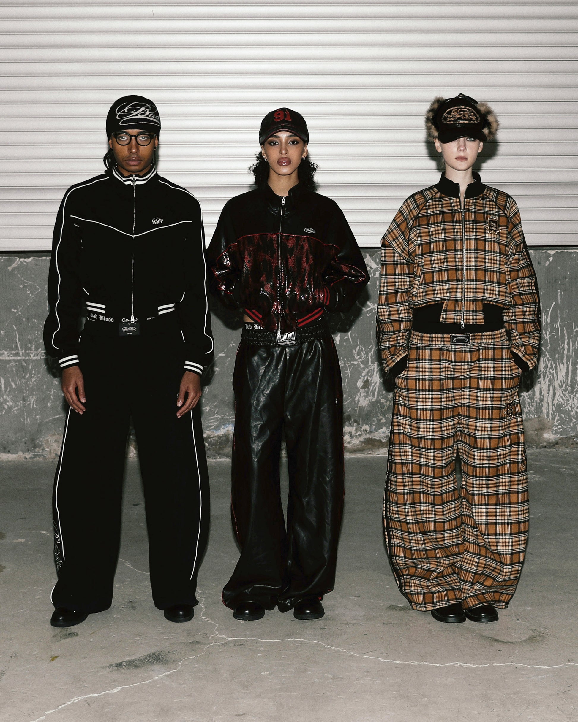 Badblood Contrast Leather Track Pants - Red Python