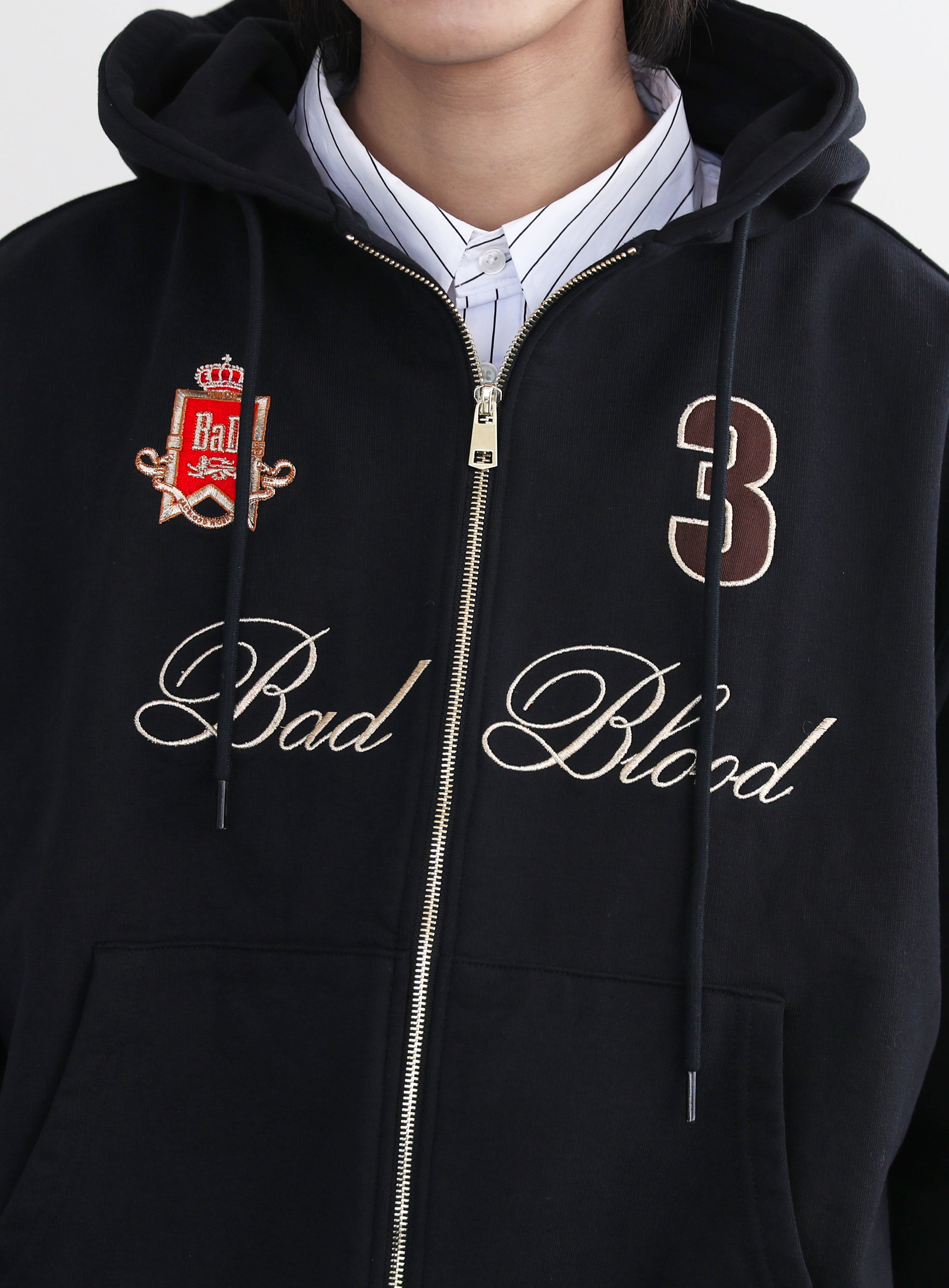 Badblood  Royal Classic Hooded Zip-Up - Black