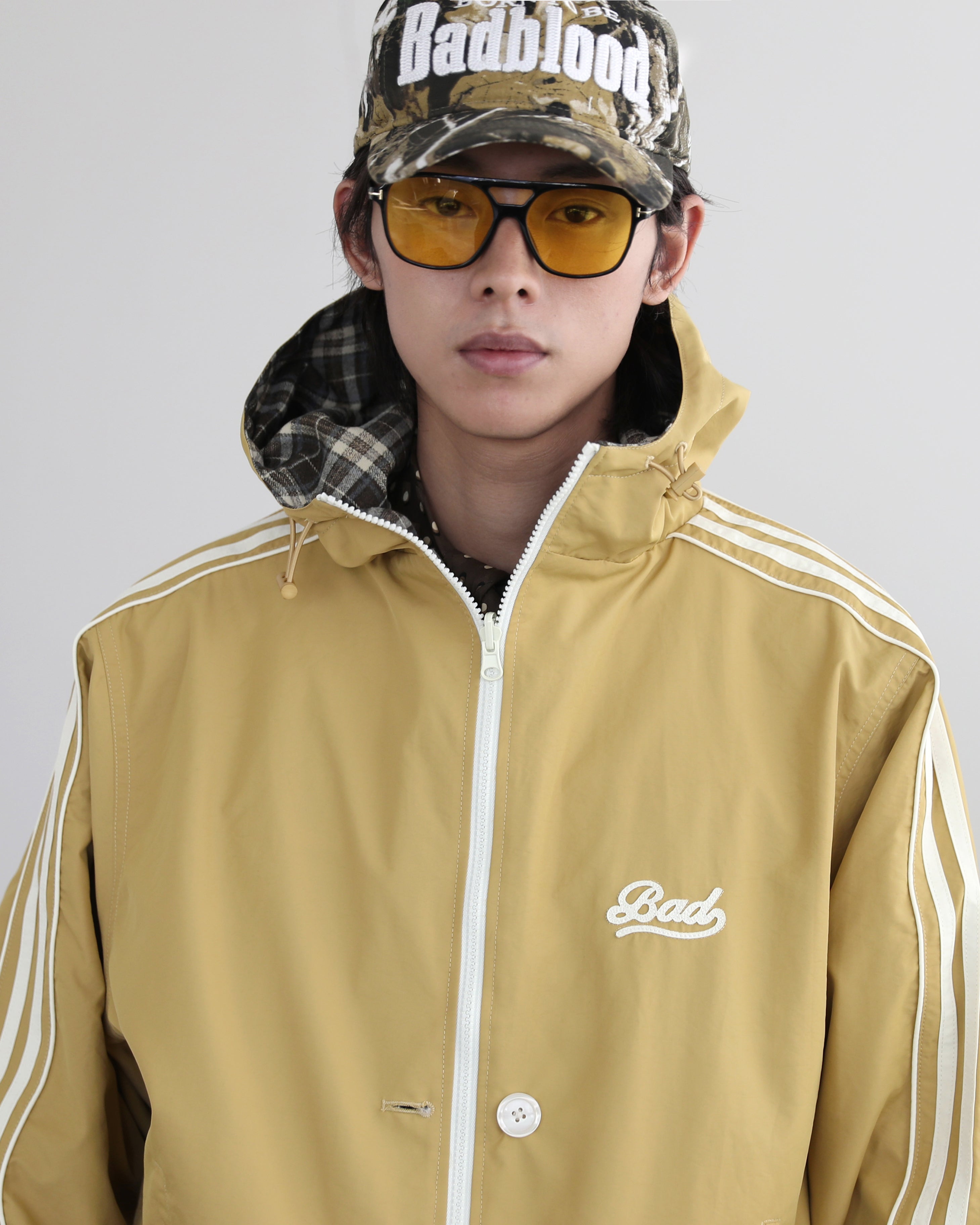 Badblood Reversible Hooded Windbreaker - Plaid Yellow