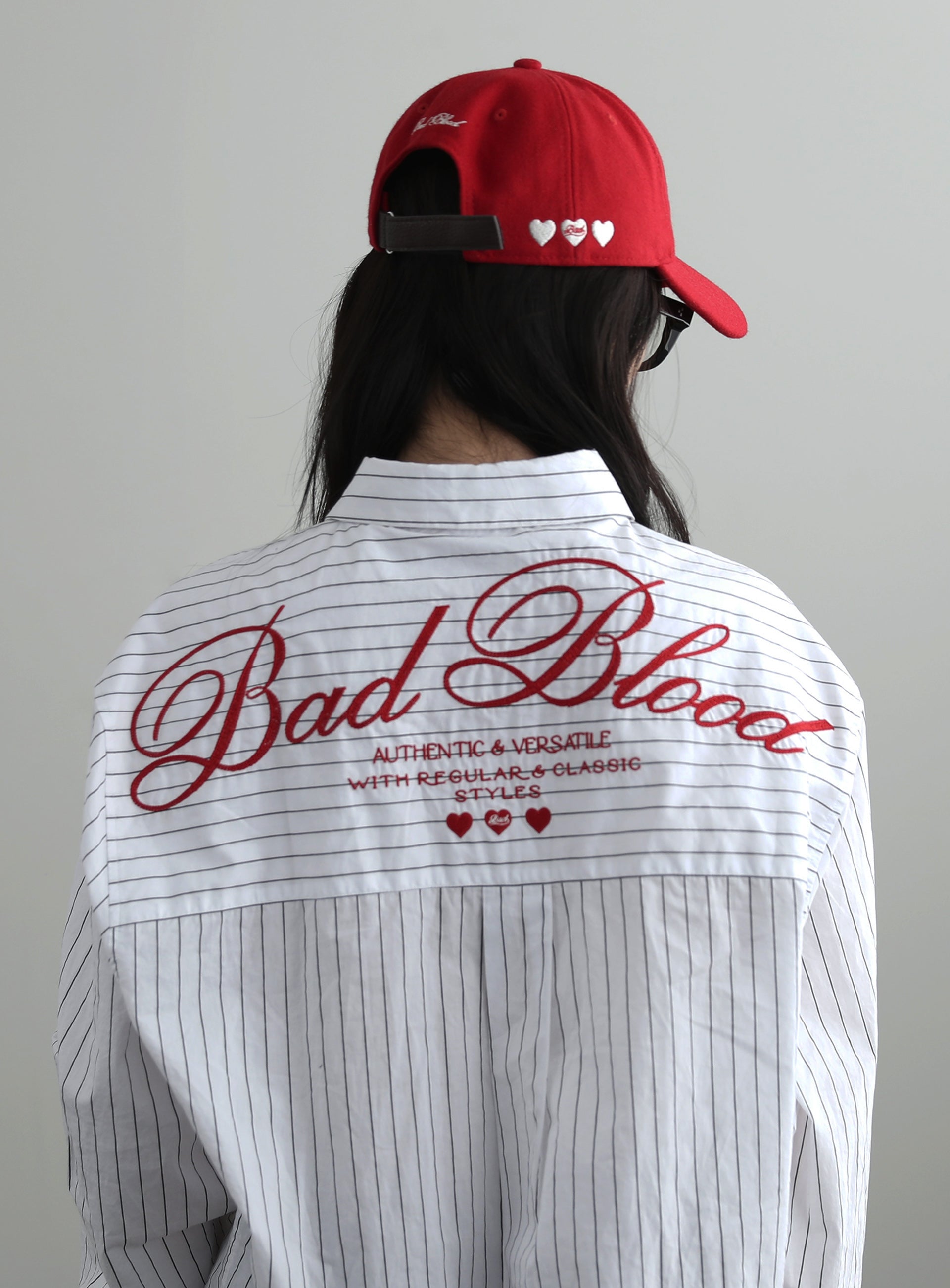 Badblood Classic Logo Long Sleeve Shirt White/Striped