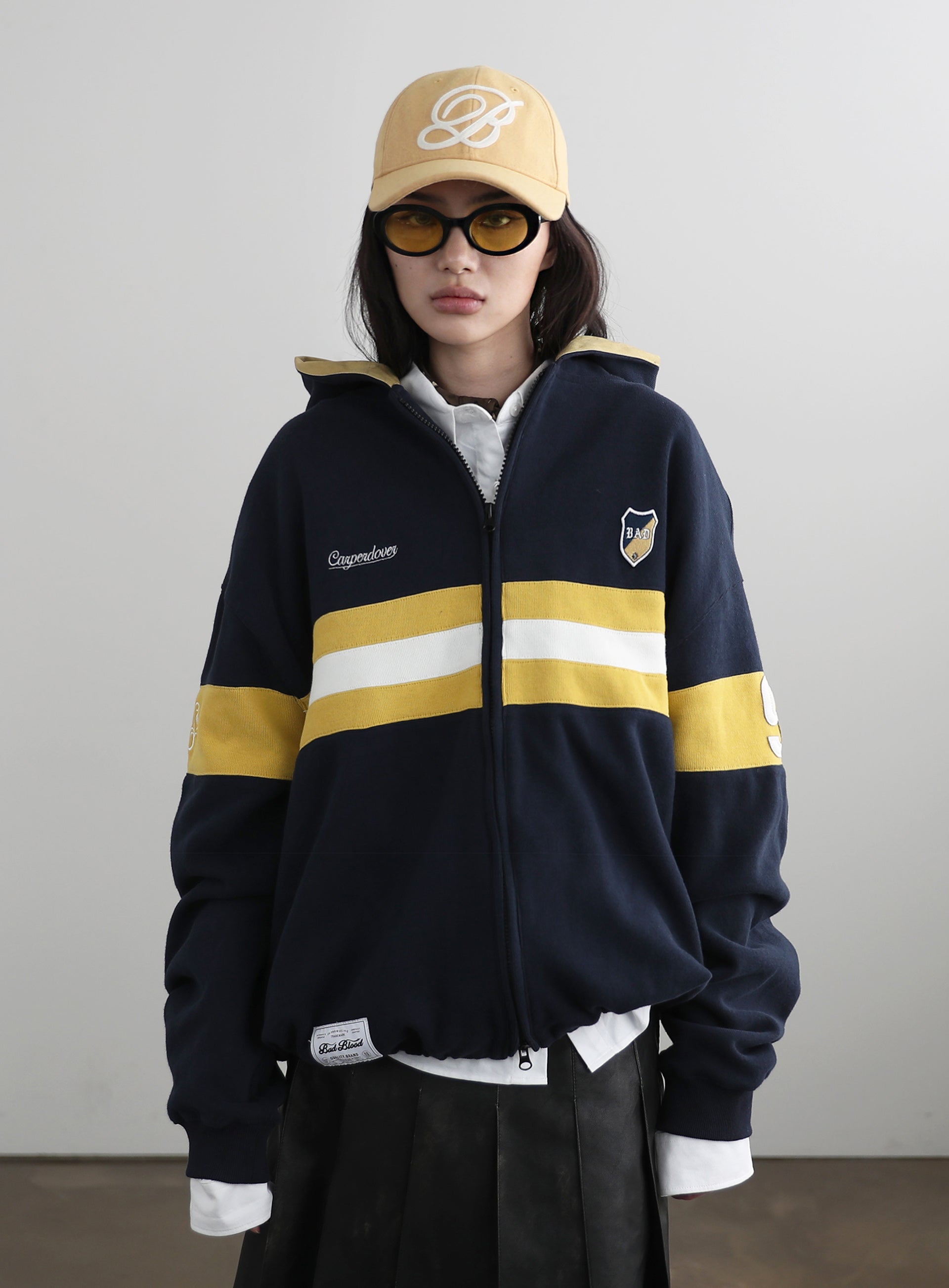 Badblood Sports Rugby Hoodie Zip-Up - Navy