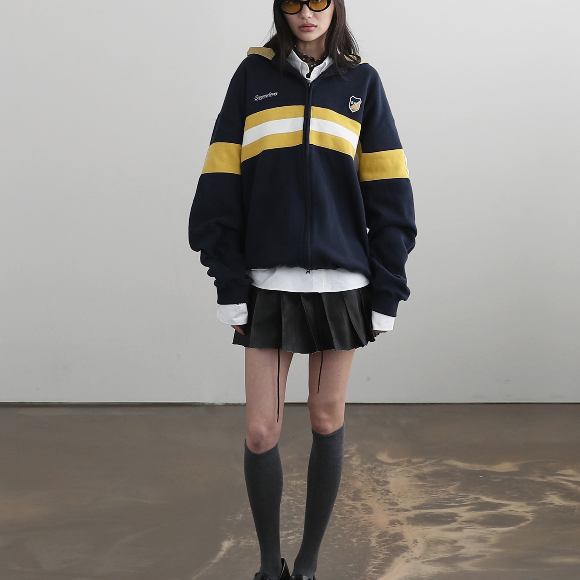 Badblood Sports Rugby Hoodie Zip-Up - Navy