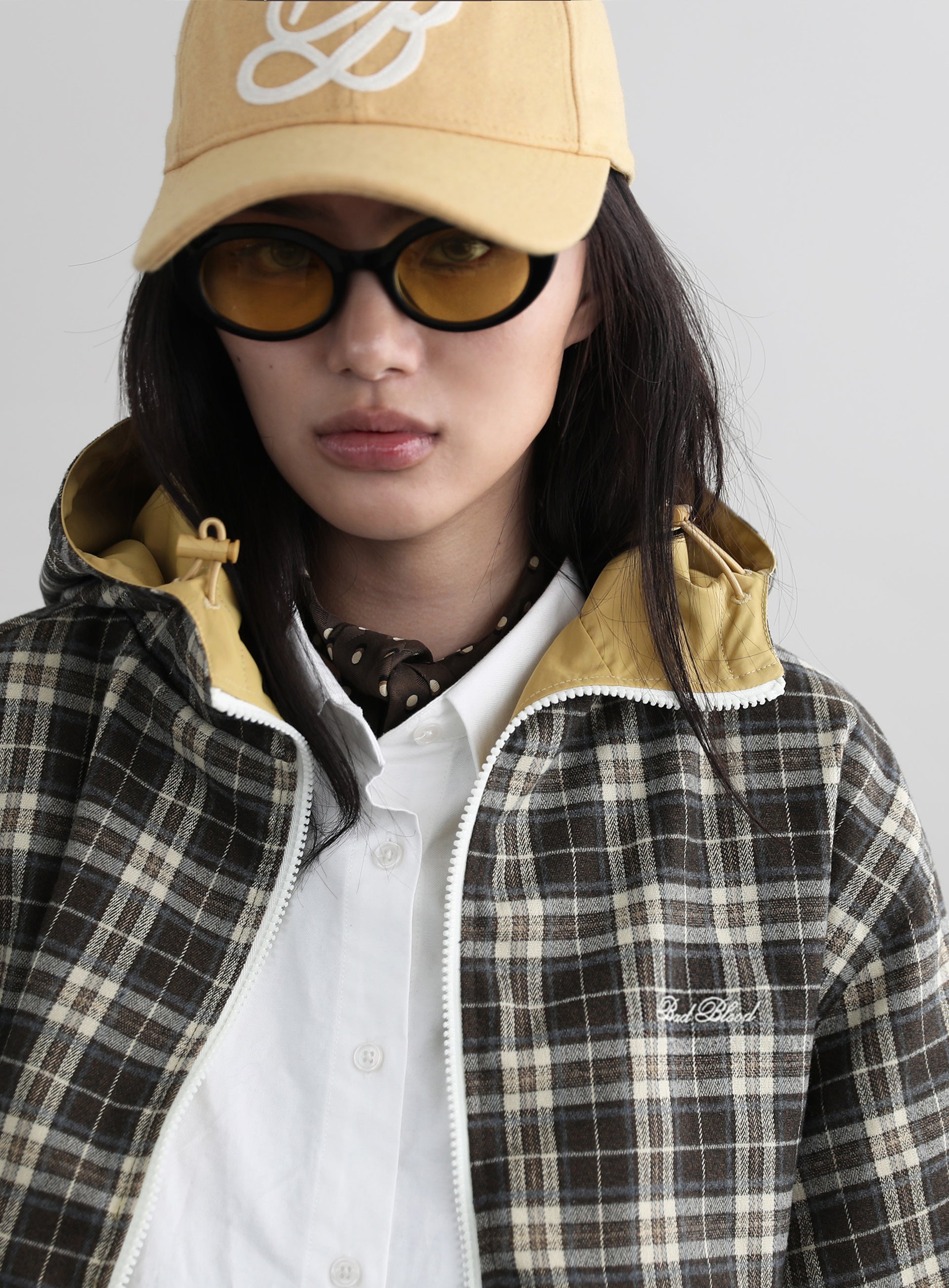 Badblood Reversible Hooded Windbreaker - Plaid Yellow