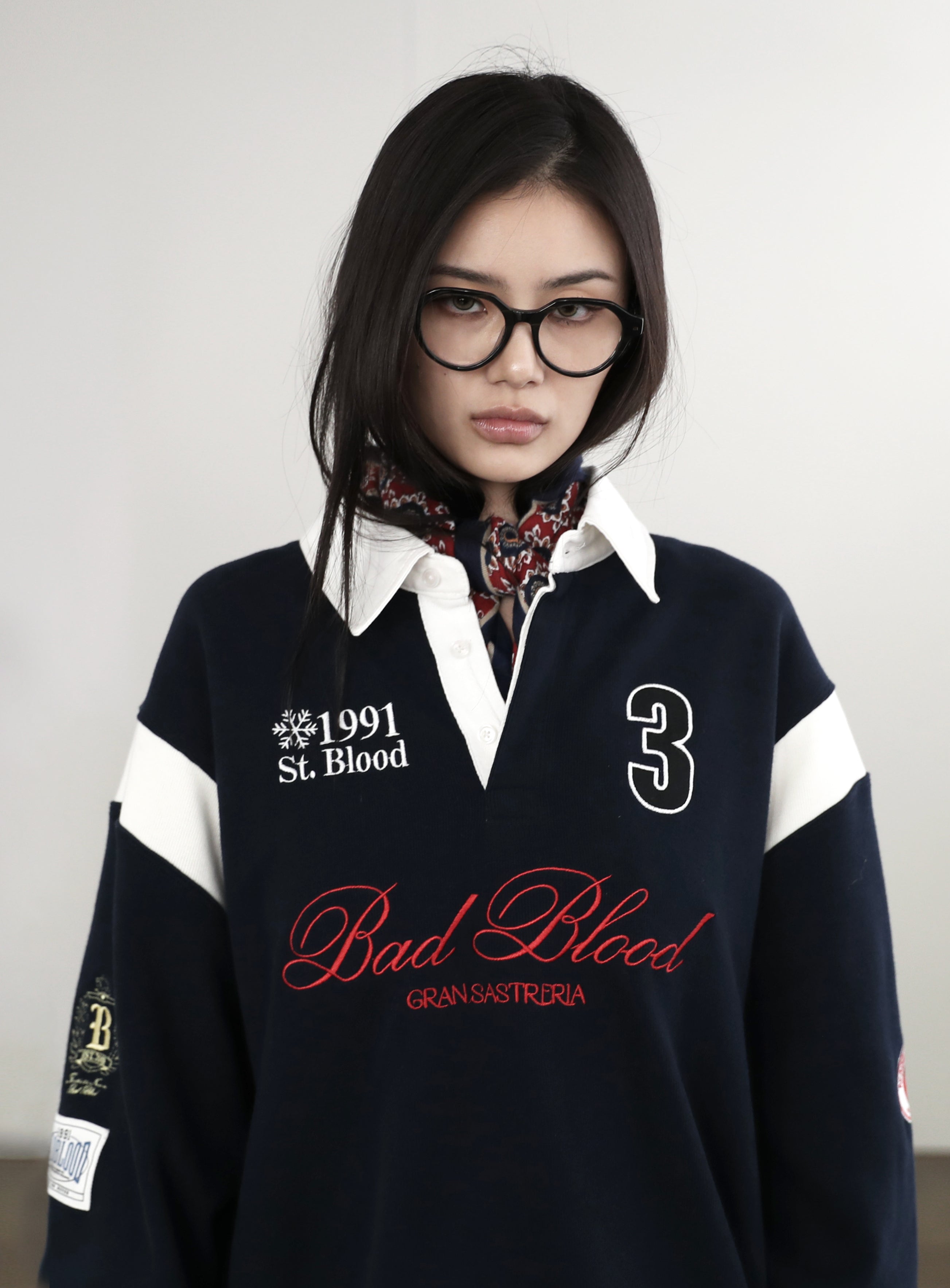 Badblood Saint Blood Rugby Shirt - Navy