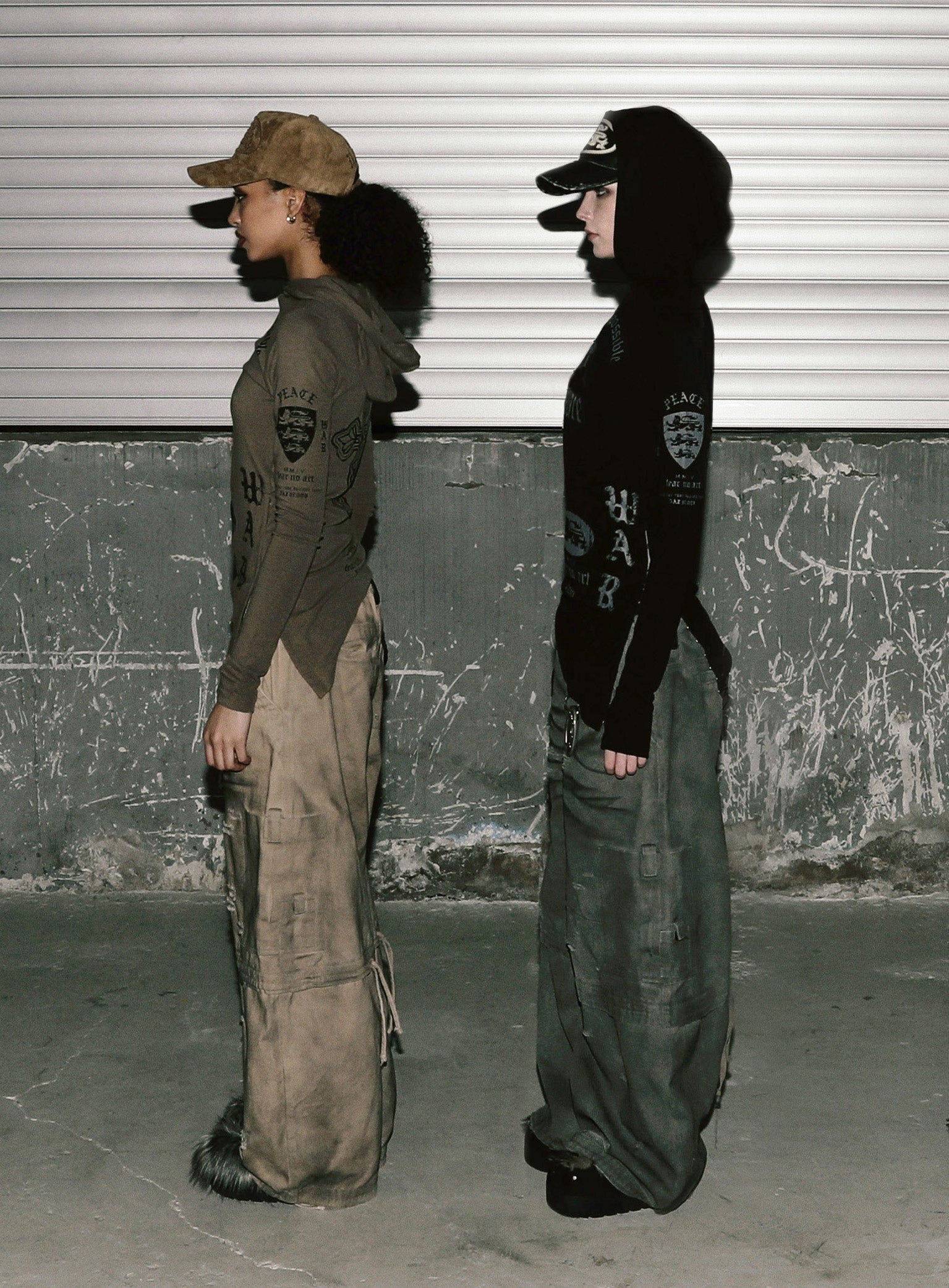 Badblood PEACE NOT WAR Slim Cutout Hoodie - Black