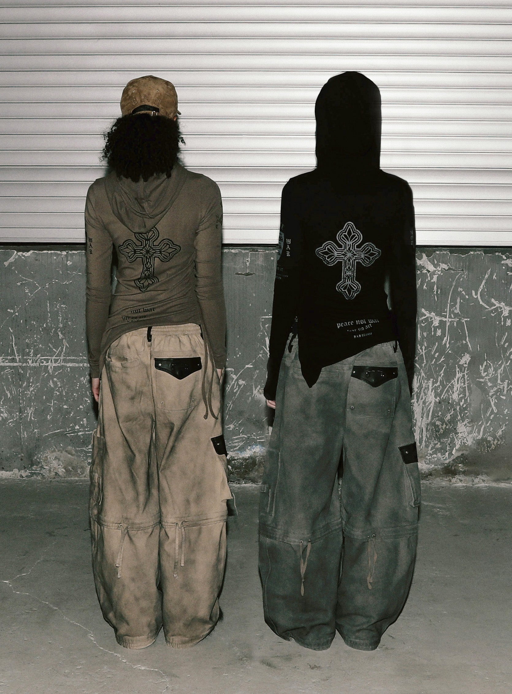 Badblood PEACE NOT WAR Slim Cutout Hoodie - Tobacco