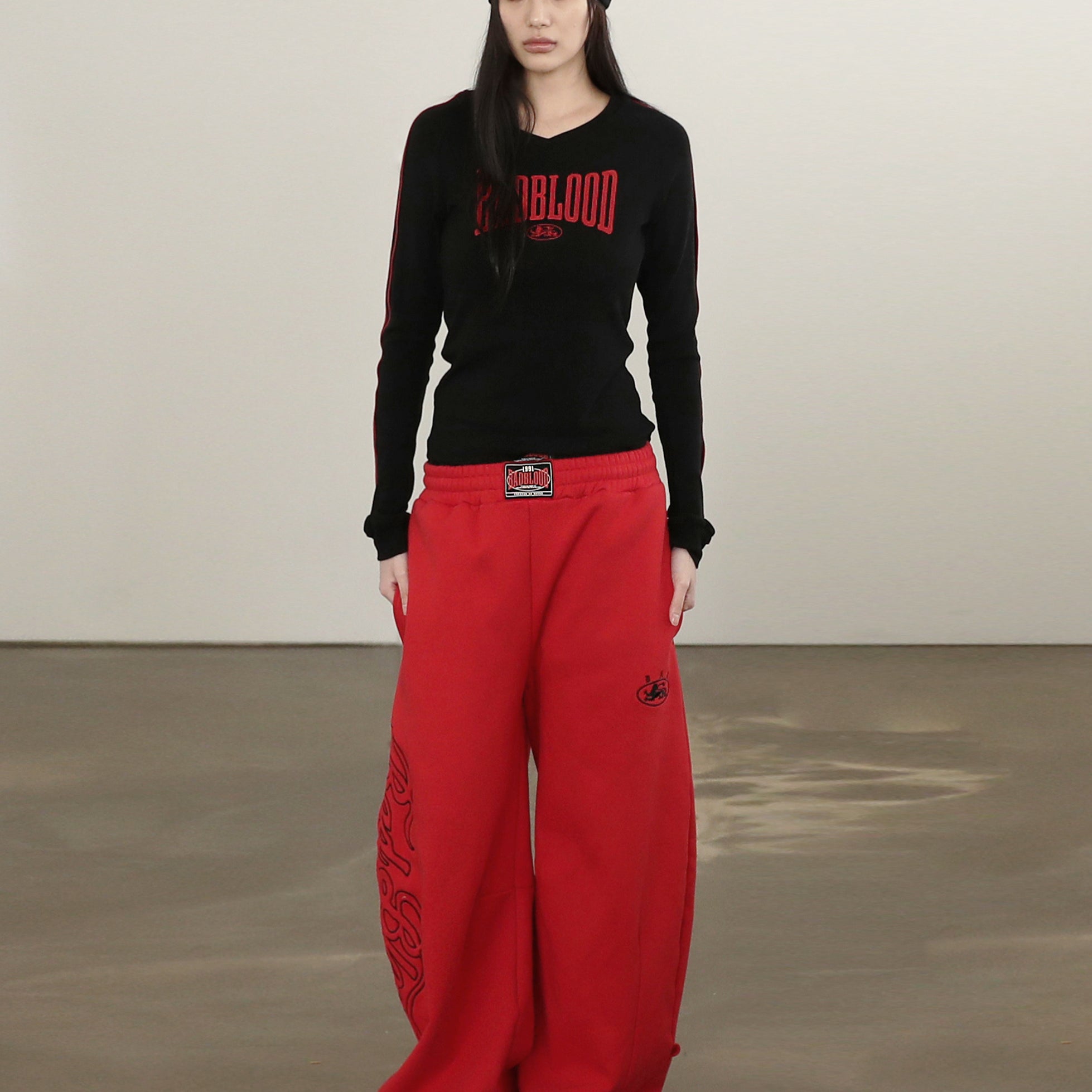 Badblood Mystic Capsule 2 Way Curved Jogger Trousers Red