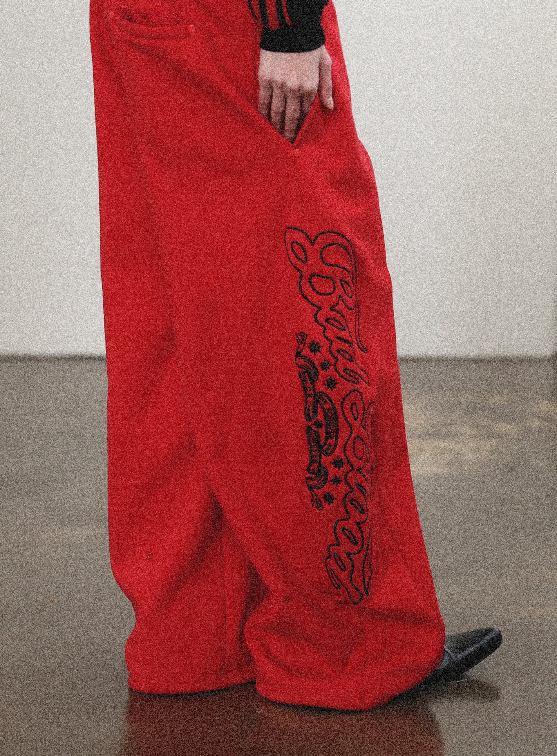 Badblood Mystic Capsule 2 Way Curved Jogger Trousers Red