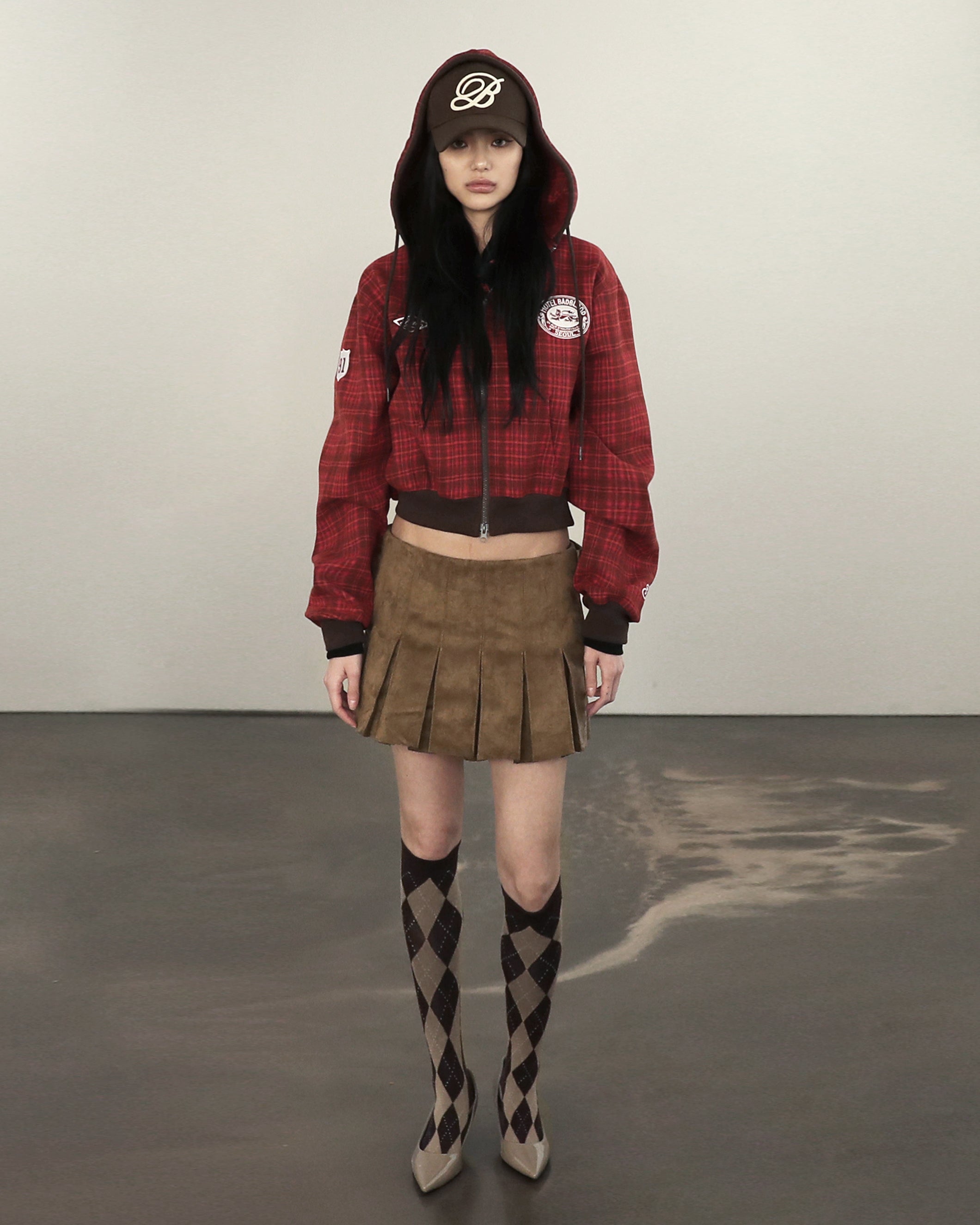 Badblood Classic Check Hooded Zip-Up - Red
