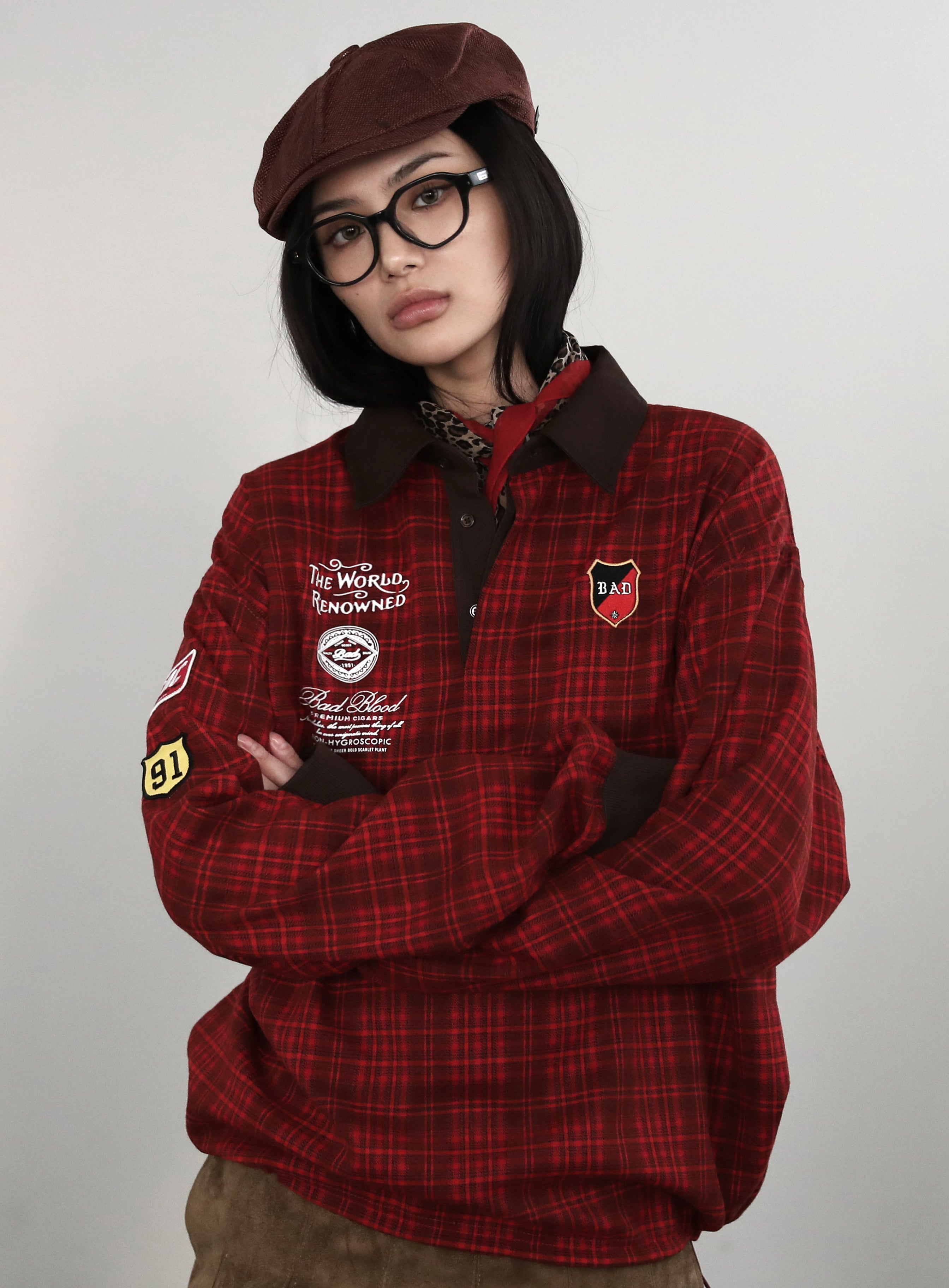 Badblood Classic Check Rugby Shirt - Red