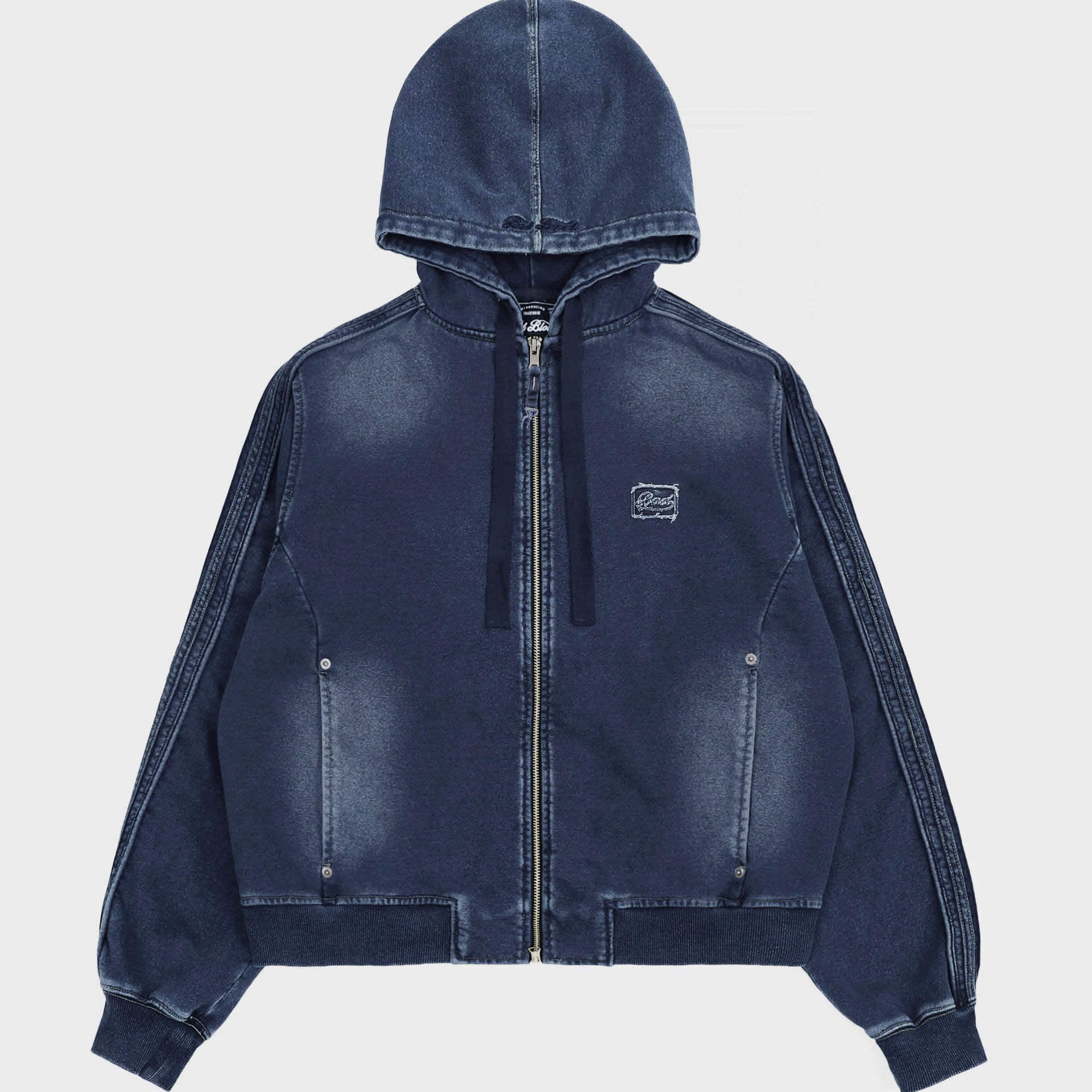 Badblood Billy Washed Denim Sweat Hoodie Blue