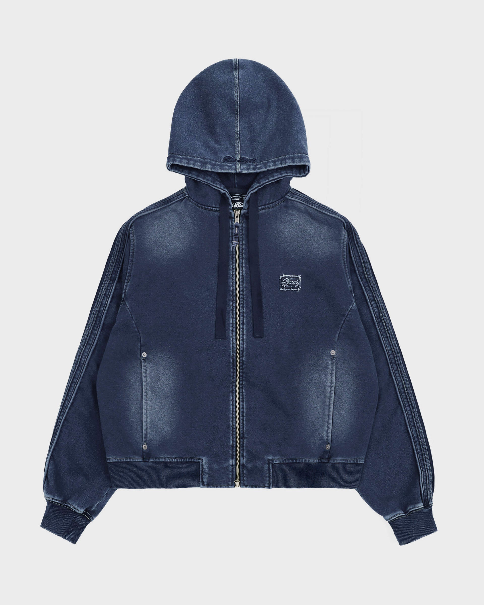 Badblood Billy Washed Denim Sweat Hoodie Blue