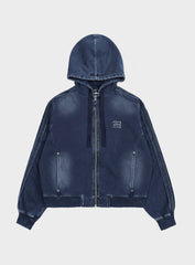 Badblood Billy Washed Denim Sweat Hoodie Blue