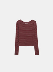 ◆BADBLOOD◆ Beyond Soft Henley Neck Long Sleeve Stripe Wine Badblood Beyond Soft Henley Neck Long Sleeve Striped Wine