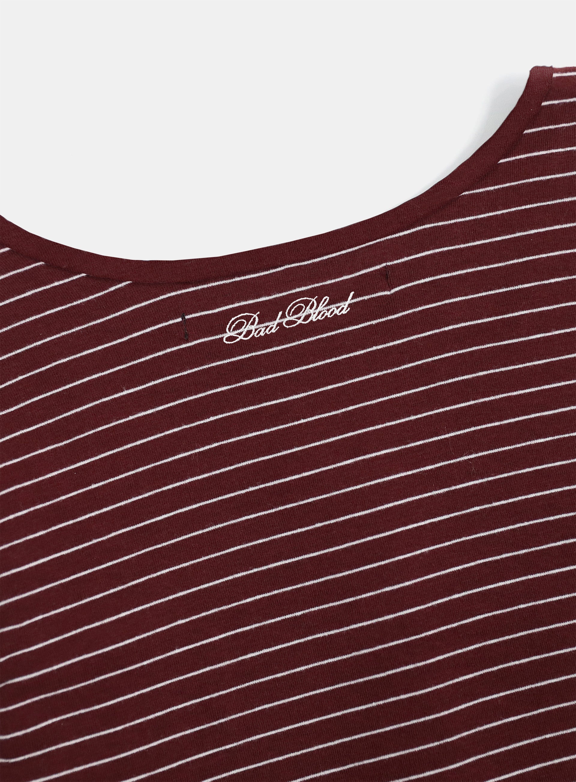 Badblood Beyond Soft Henley Neck Long Sleeve Striped Wine