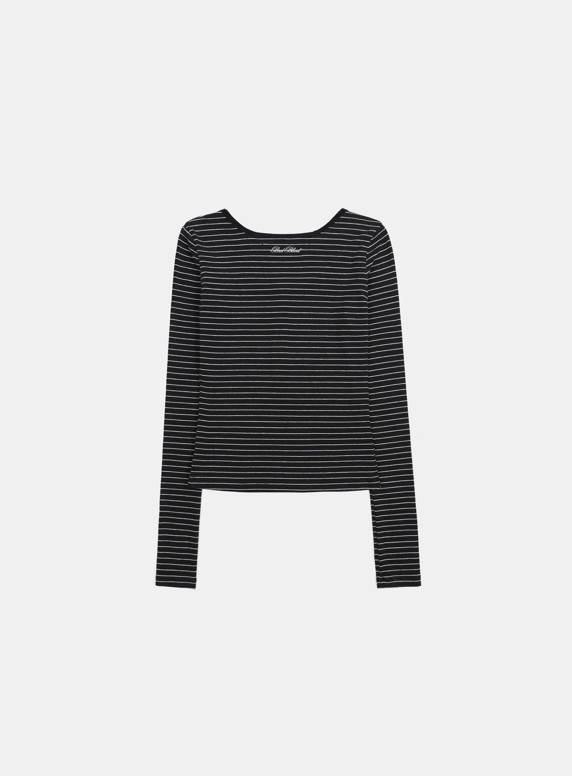 Badblood Beyond Soft Henley Neck Long Sleeve Striped Black