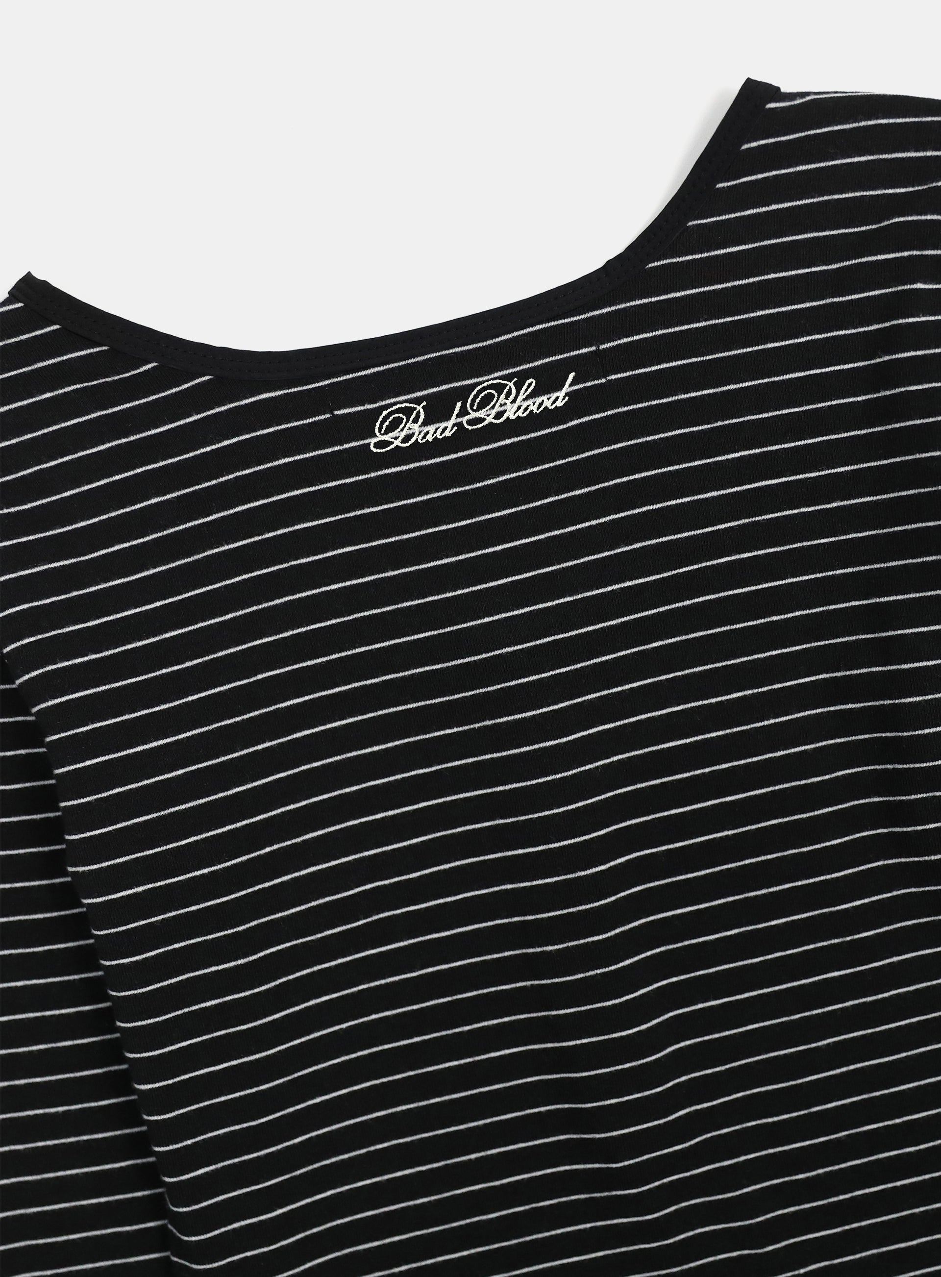 Badblood Beyond Soft Henley Neck Long Sleeve Striped Black