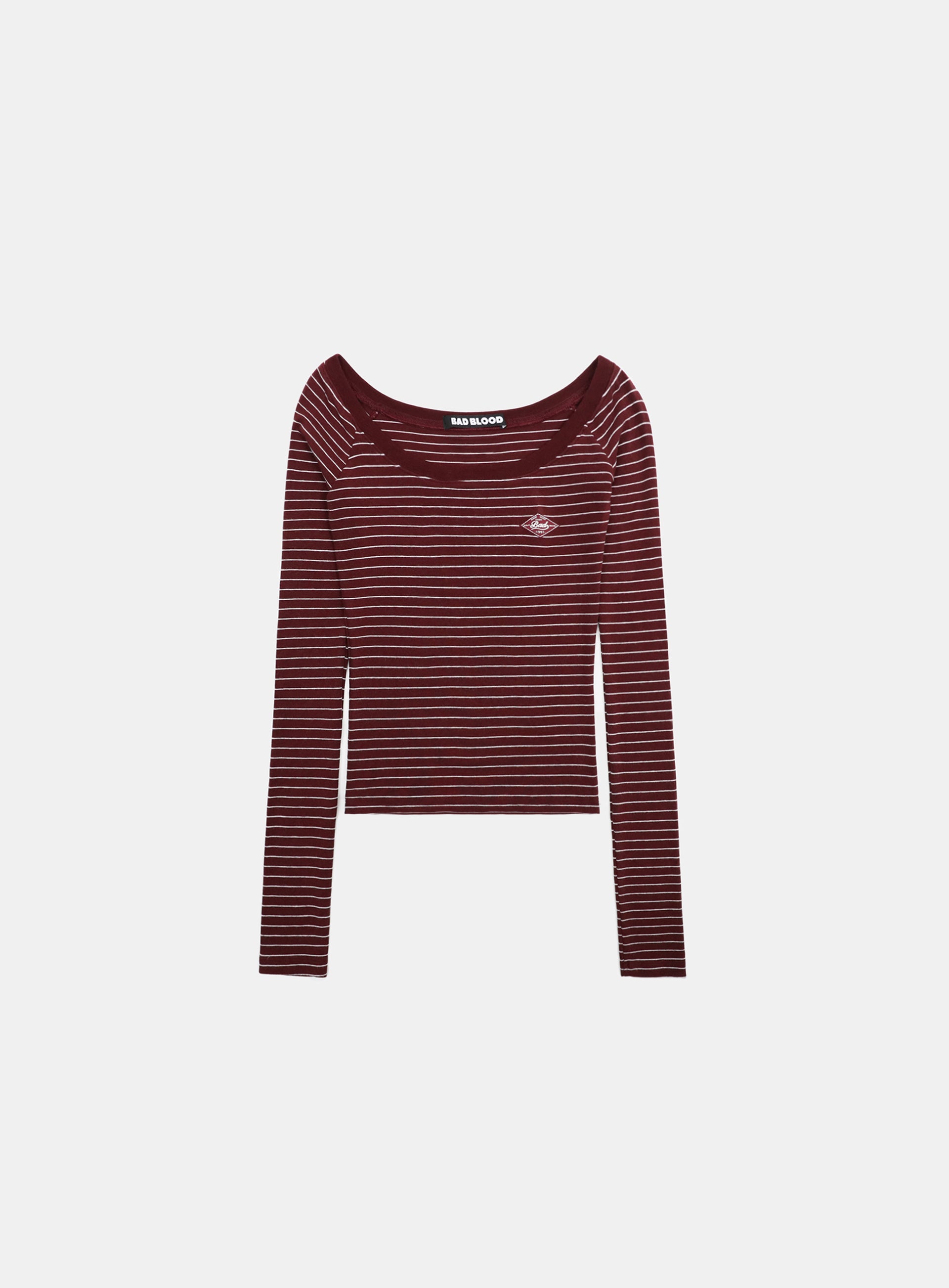 Badblood Beyond Soft Off-Shoulder Top Striped Wine