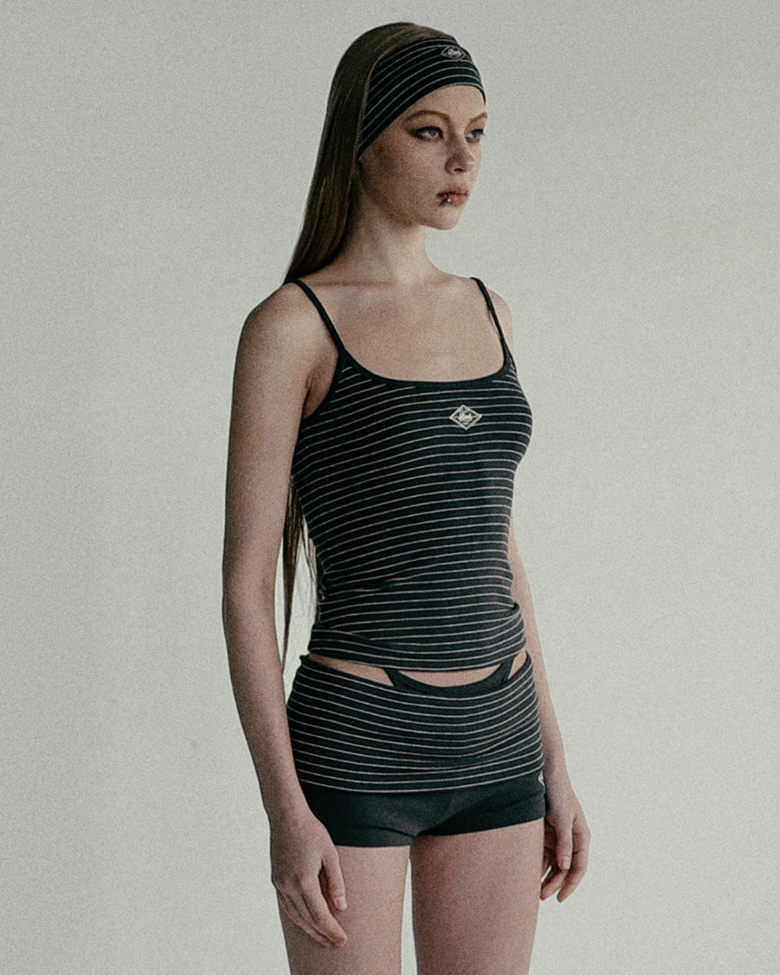 Badblood Beyond Soft String Tank Striped Charcoal