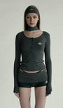 Badblood Beyond Soft Henley Neck Long Sleeve Striped Charcoal