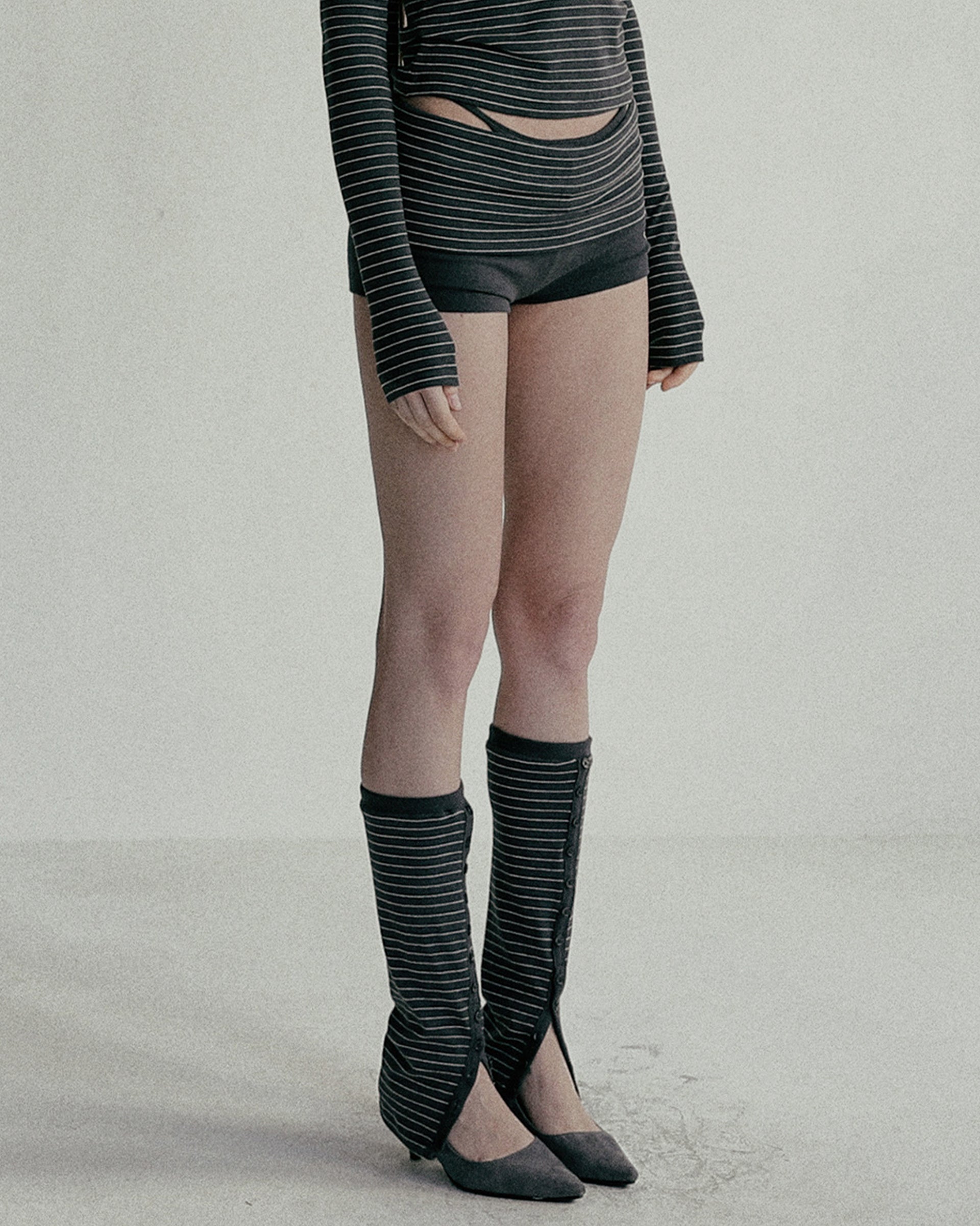 Badblood Beyond Soft Fold Over Shorts Stripe Charcoal