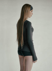 Badblood Beyond Soft Henley Neck Long Sleeve Striped Charcoal