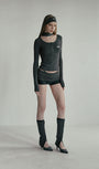 Badblood Beyond Soft Fold Over Shorts Stripe Charcoal