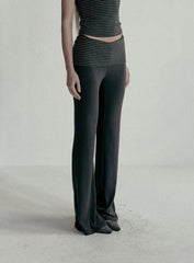 Badblood Beyond Soft Fold Over Bootcut Pants Stripe Charcoal