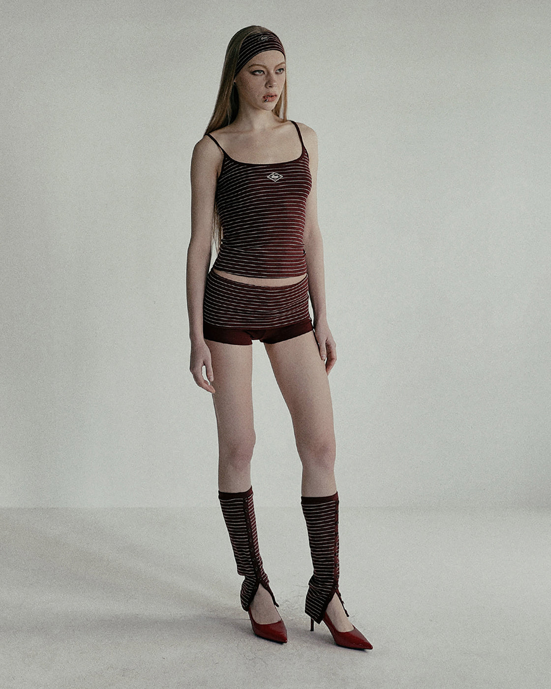 Badblood  Beyond Soft String Tank Stripe Wine