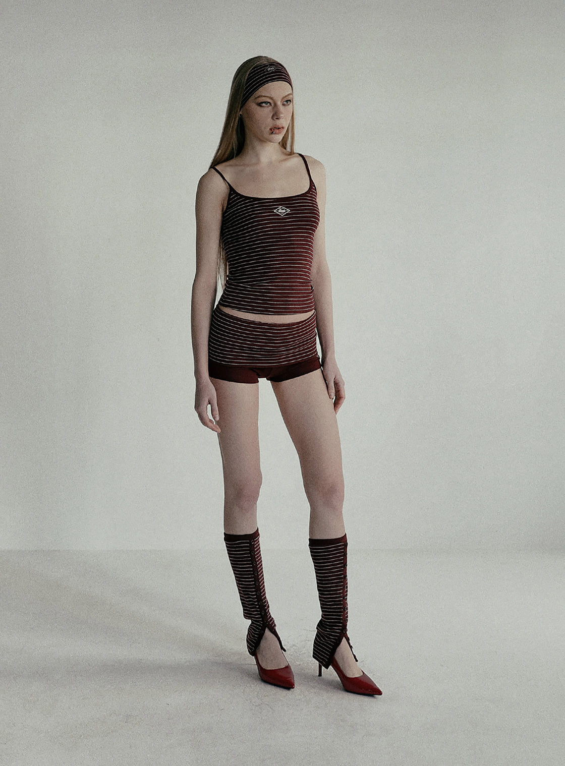 Badblood  Beyond Soft String Tank Stripe Wine