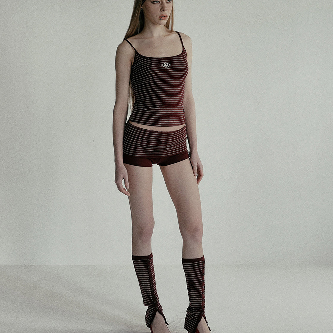 Badblood Beyond Soft Fold Over Shorts Stripe Wine