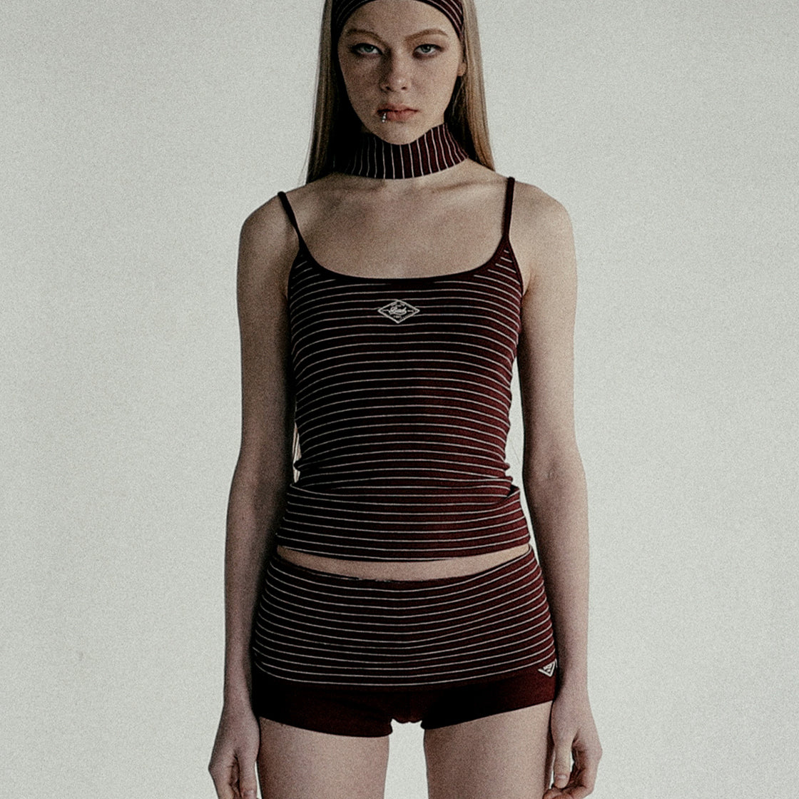 Badblood  Beyond Soft String Tank Stripe Wine