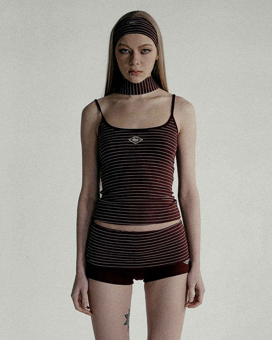 Badblood  Beyond Soft String Tank Stripe Wine