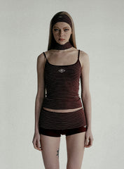 Badblood  Beyond Soft String Tank Stripe Wine